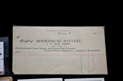 Group of Ephemera Related to John Ack, Mooresburg, PA Stoneware and Earthenware Potter