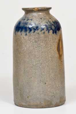 JOHN BELL / WAYNESBORO Stoneware Handled Canning Jar w/ Sponged Cobalt Decoration