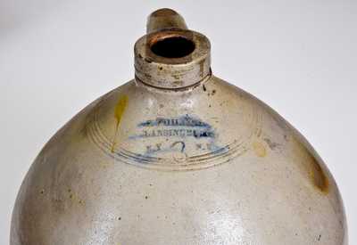 Lot of Three: Ovoid New York Stoneware Jugs, incl. Rare E. PHILLIPS / LANSINGBURGH, NY