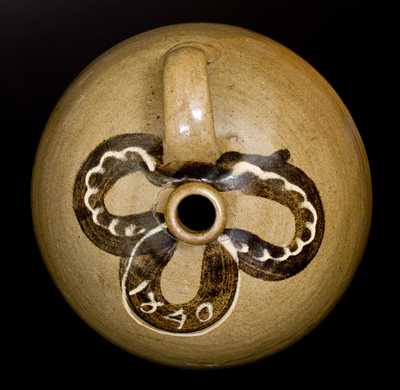 Exceptional Phoenix Factory, Edgefield District, SC Stoneware Jug w/ Two-Color Slip Decoration and 1840 Date