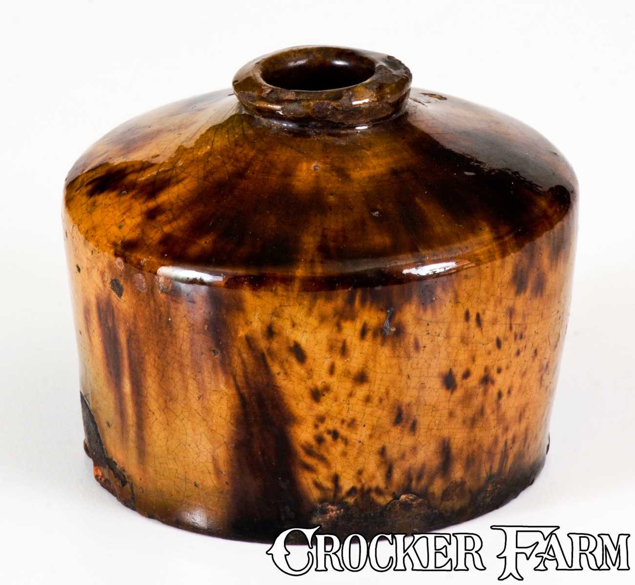 Rare and Important Bristol County, Massachusetts Redware Inkwell w ...