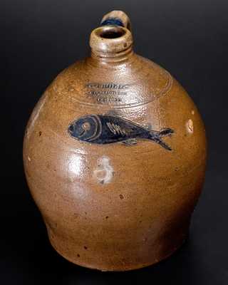 Important C. CROLIUS / MANUFACTURER / NEW-YORK Incised Fish Jug