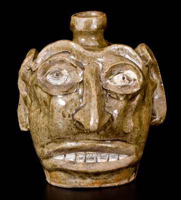 Exceptional Folk Art Face Jug, Edgefield, SC, circa 1845-60