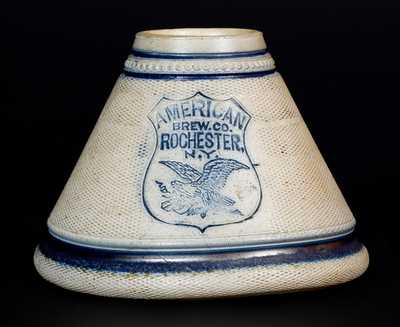 Large-Sized Stoneware AMERICAN BREW. CO. / ROCHESTER, N.Y. Eagle Match Safe, Whites Utica