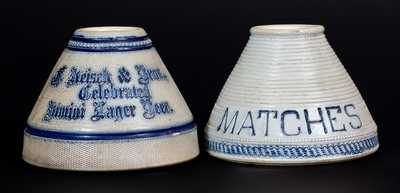 Two Large-Sized Stoneware Match Safes, attrib. Whites Pottery, Utica, NY
