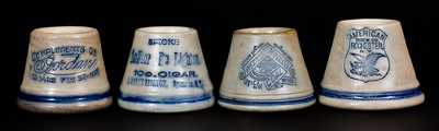 Four Advertising Stoneware Match Safes, attrib. Whites Pottery, Utica, NY