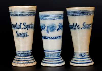 Three Stoneware Beer Chalices, attrib. Whites Pottery, Utica, NY, late 19th century