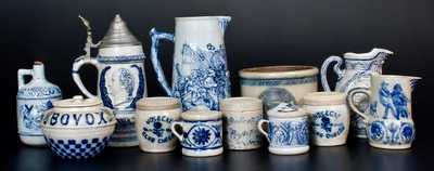 Twelve Pieces of Molded Stoneware, attributed to the White's Pottery, Utica, NY