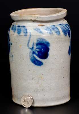 Small-Sized Stoneware Jar w/ Cobalt Floral Decoration, Southeastern PA origin, circa 1860