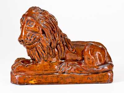 Redware Lion att. H. Davies at the Pill Pottery, Newport, Monmouthshire, Wales, c1800-30