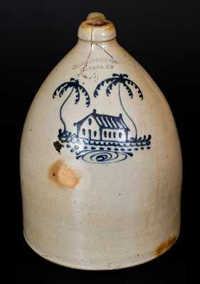 Scarce A.O. WHITTEMORE. / HAVANA, N.Y. Stoneware Jug w/ House Decoration