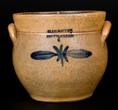 Scarce H. HUMISTON / SOUTH-AMBOY One-Gallon Stoneware Jar, circa 1830