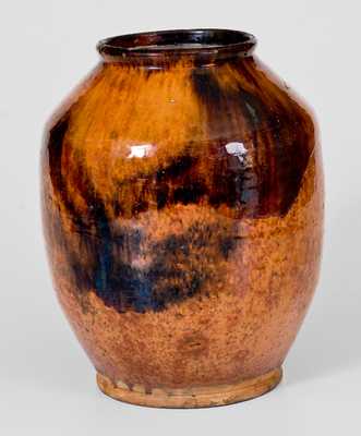 Fine Redware Jar with Manganese Decoration, Bristol County, MA origin