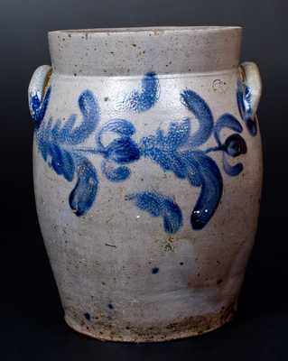 3 Gal. Baltimore Stoneware Jar with Floral Decoration, circa 1840