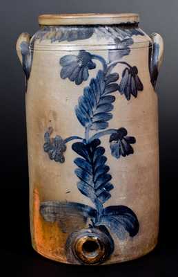 4 Gal. Stoneware Water Cooler w/ Floral Decoration att. Henry Remmey, Philadelphia