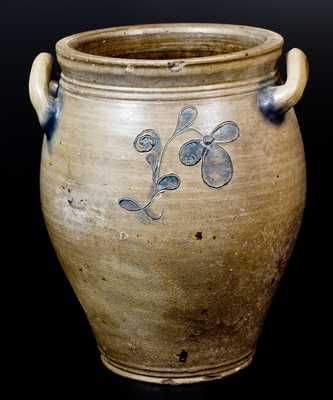 Stoneware Jar w/ Unusual Incised Floral Decoration, Northeastern US, c1810