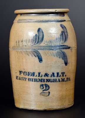 FOELL & ALT / EAST BIRMINGHAM, PA Stoneware Jar w/ Brushed Decoration