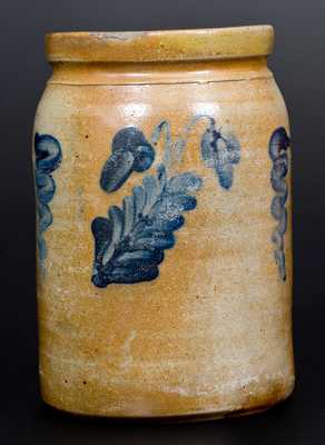 Unusual 1/2 Gal. att. William Hare, Wilmington, DE Decorated Stoneware Jar