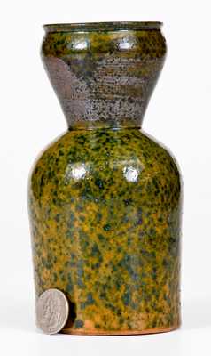 George Ohr Pottery Large Vase with Flecked Green Glaze