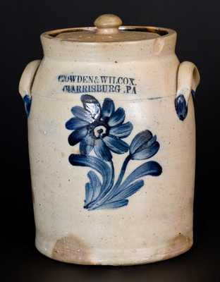 COWDEN & WILCOX / HARRISBURG, PA Stoneware Jar w/ Floral Design