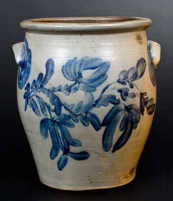 Outstanding Beaver, PA 4 Gal. Stoneware Jar w/ Dramatic Cobalt Floral Decoration