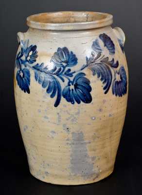 3 Gal. Baltimore Stoneware Jar with Exceptional Floral Decoration, c1840