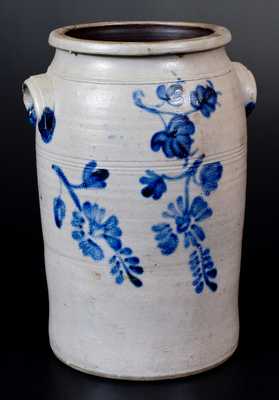 Morgantown, WV Stoneware Jar with Elaborate Floral Decoration