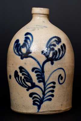 O. L. & A. K. BALLARD / BURLINGTON, VT Stoneware Jug w/ Bold Floral Decoration