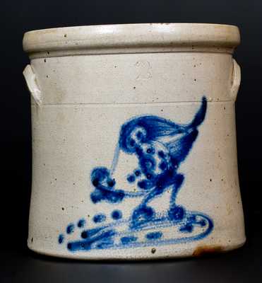 Stoneware Crock w/ Pecking Chicken Decoration, att. Ellenville, NY