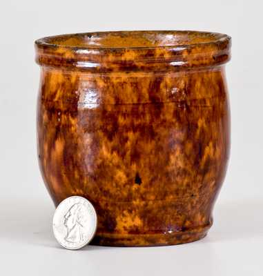 Rare Diminutive JOHN BELL / WAYNESBORO Glazed Redware Jar c1850-80