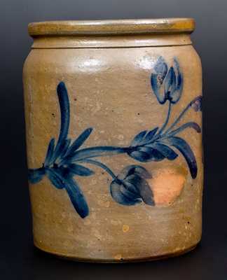 1 Gal. Western PA Stoneware Jar with Brushed Floral Decoration