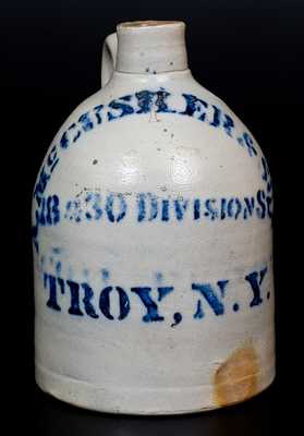 1 Gal. Stoneware Jug with Stenciled TROY, NY Advertising