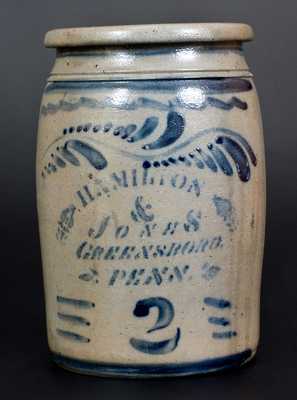 2 Gal. HAMILTON & JONES / GREENSBORO, PENN. Stoneware Jar