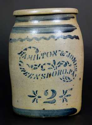 2 Gal. HAMILTON & JONES / GREENSBORO, PA Stoneware Jar