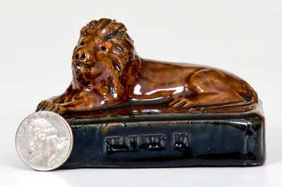 Unusual SHAWMUT, PA Glazed Pottery Lion on Base, circa 1910