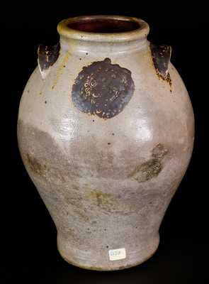 Very Rare att. Xerxes Price (Sayreville, NJ) Stoneware Jar w/ Impressed Floral Design