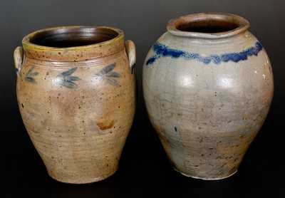 Lot of Two: Ovoid Stoneware Jars with Brushed Decoration, early 19th century