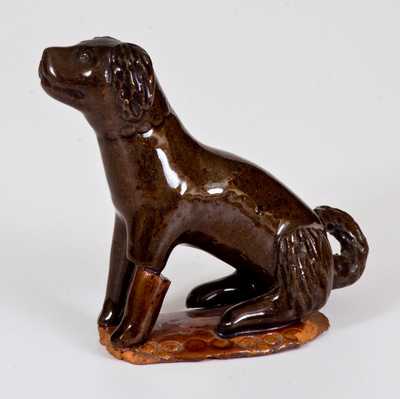 Small Pennsylvania Redware Dog on Base