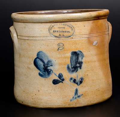 BROWN BROTHERS / HUNTINGTON / L.I. Stoneware Crock with Floral Decoration