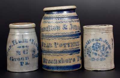 Lot of Three: Greensboro, PA Canning Jars incl. HAMILTON & JONES and JAS. HAMILTON