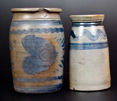Lot of Two: Western PA Stoneware Jars with Brushed Decoration