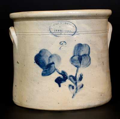 BROWN BROTHERS / HUNTINGTON, L.I. Stoneware Crock w/ Floral Design