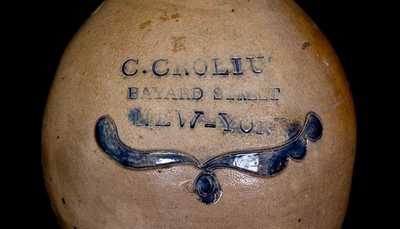 Very Rare C. CROLIUS / BAYARD STREET / NEW-YORK Stoneware Jug