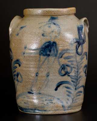 Rare Figural-Decorated Baltimore Stoneware Jar, c1825