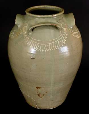 Monumental CHANDLER MAKER (Edgefield, SC) Ten-Gallon Four-Handled Stoneware Jar