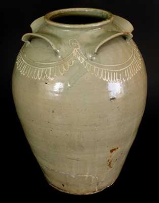 Monumental CHANDLER MAKER (Edgefield, SC) Ten-Gallon Four-Handled Stoneware Jar