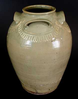 Monumental CHANDLER MAKER (Edgefield, SC) Ten-Gallon Four-Handled Stoneware Jar