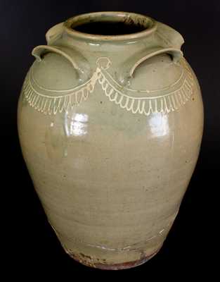 Monumental CHANDLER MAKER (Edgefield, SC) Ten-Gallon Four-Handled Stoneware Jar