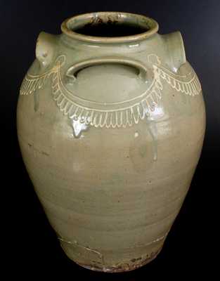 Monumental CHANDLER MAKER (Edgefield, SC) Ten-Gallon Four-Handled Stoneware Jar