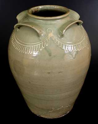 Monumental CHANDLER MAKER (Edgefield, SC) Ten-Gallon Four-Handled Stoneware Jar